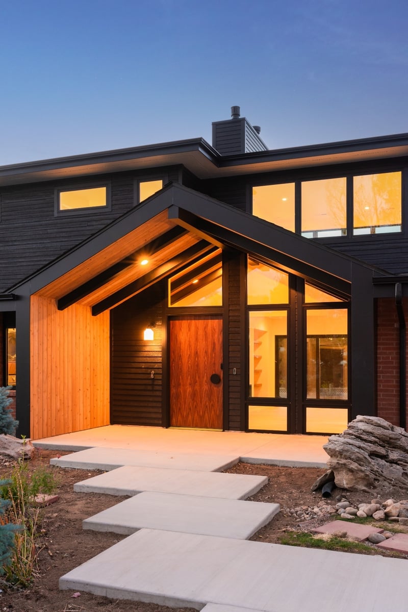 modern exterior entryway in applewood village pop top renovation