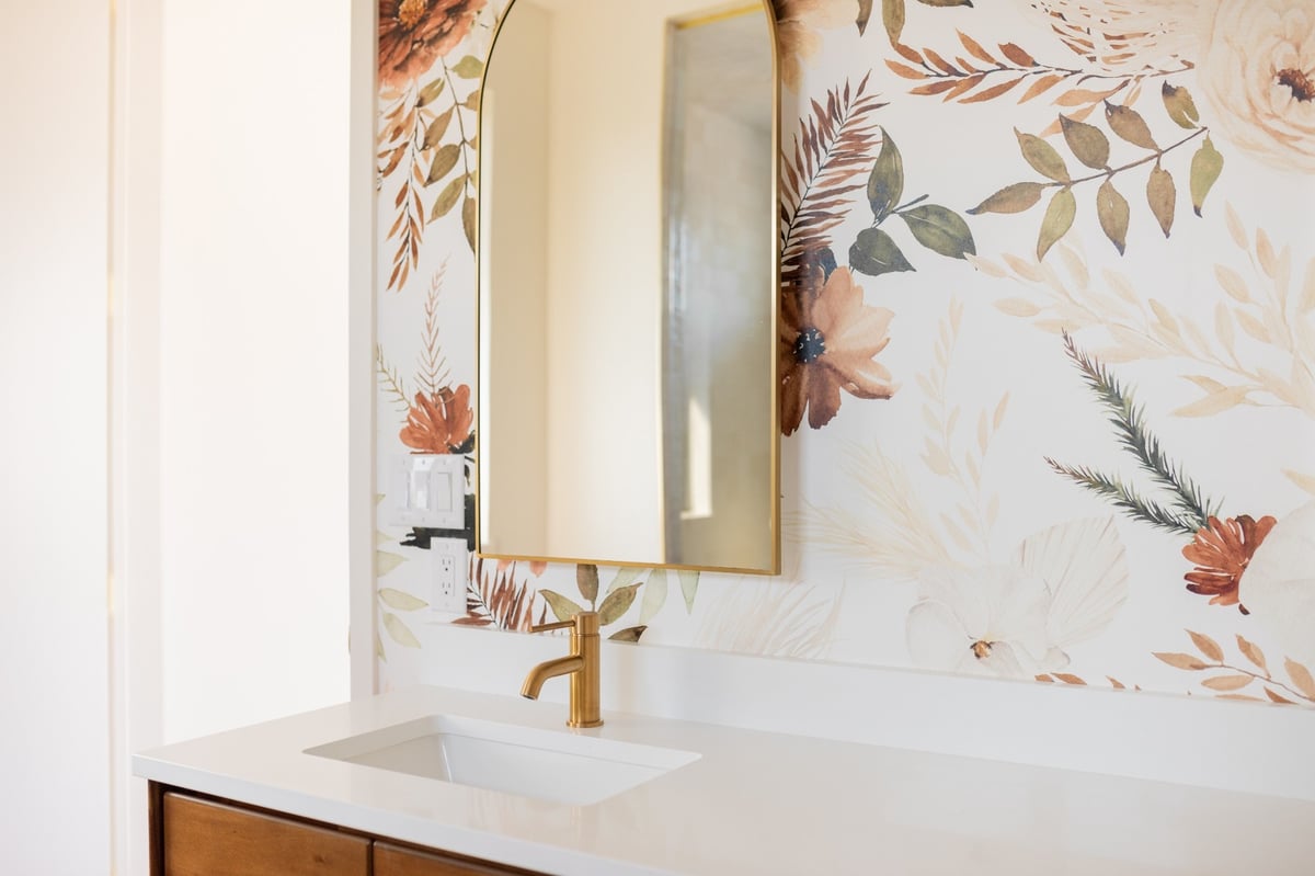 textured walnut cabinet detail in applewood village pop top renovation