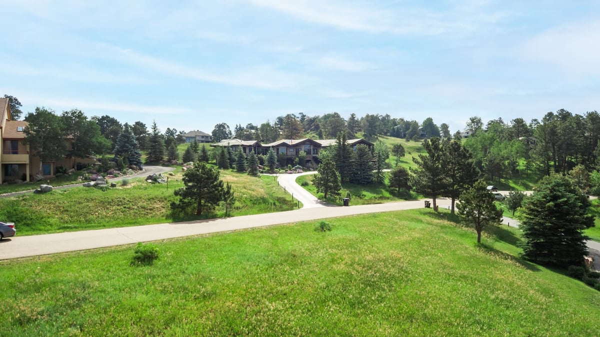 Genesee, CO renovation neighborhood view with winding road and surrounding greenery by Cillessen Construction